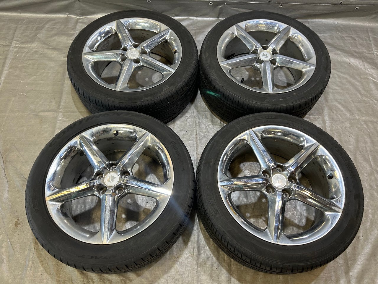 2007-2010 Saturn Sky 18x8" OEM 5 Spoke Chrome Wheels Rims w/ Tires / Set of 4 / *BEND* / PS058 2007-2010 Saturn Sky 18x8" OEM 5 Spoke Chrome Wheels Rims w/ Tires / Set of 4 / *BEND* / PS058