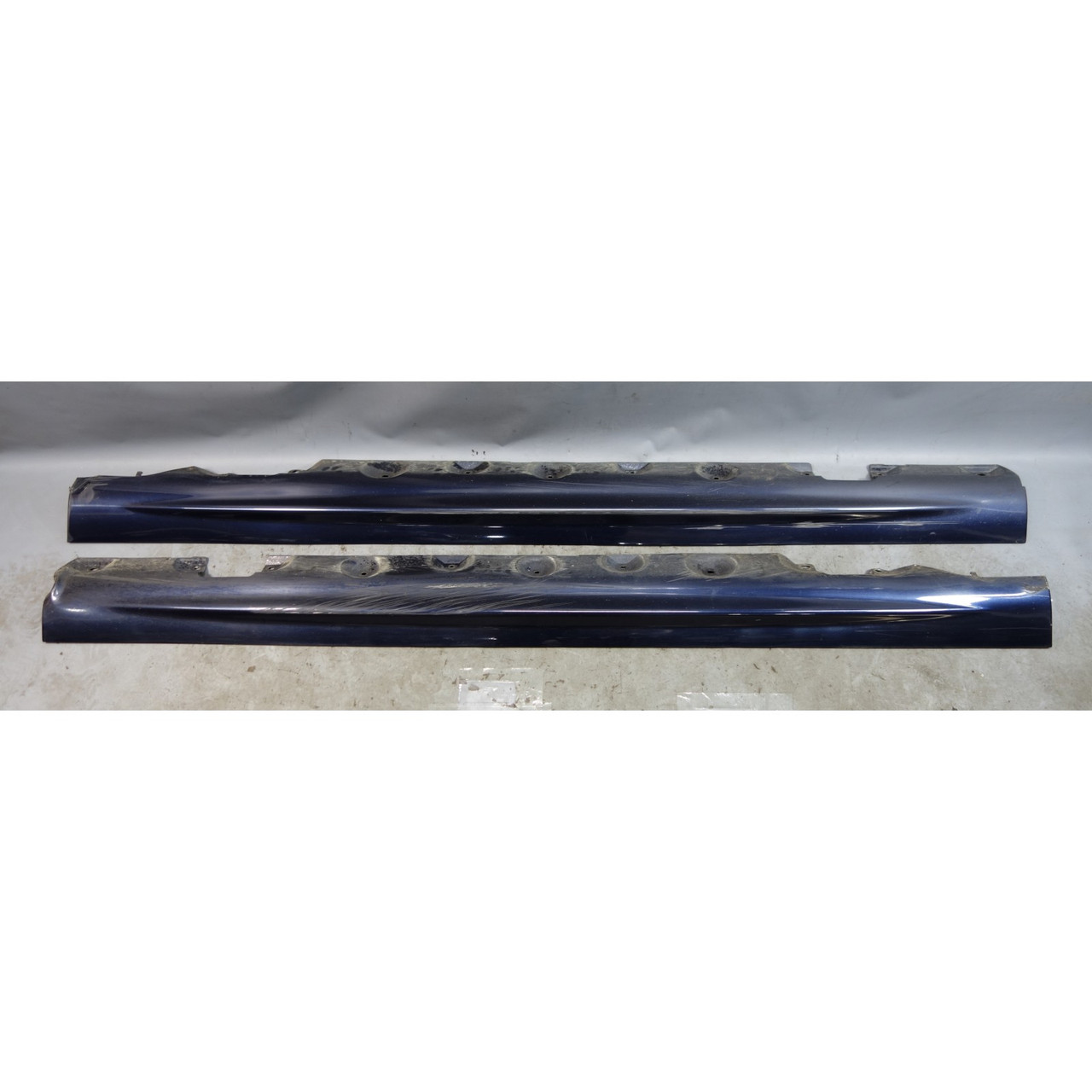 Damaged 00-06 BMW E46 3-Series Coupe Convertible Side Skirt Pair Orient Blue OEM Damaged 00-06 BMW E46 3-Series Coupe Convertible Side Skirt Pair Orient Blue OEM